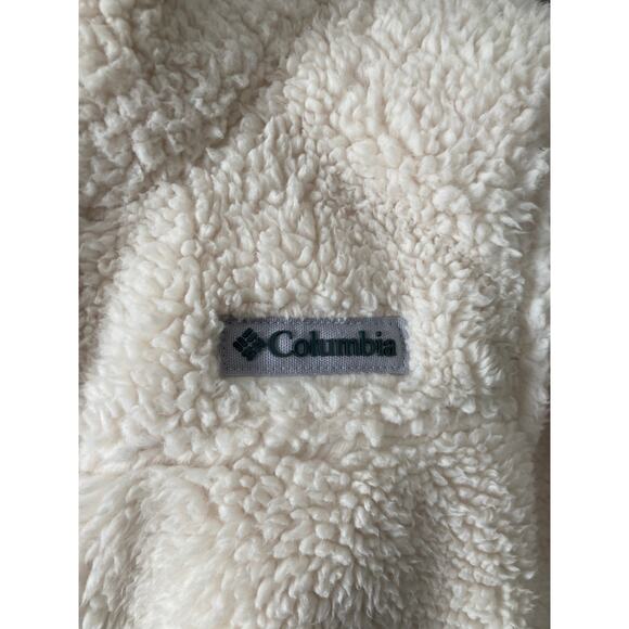 Columbia women's cream Sherpa fleece 3/4 length snap front coat, size XL - Picture 2 of 10